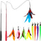 Interactive Cat Toys - Retractable Wand Toy and Feather Toys Refills for Indoor Cats to Chase and Exercise