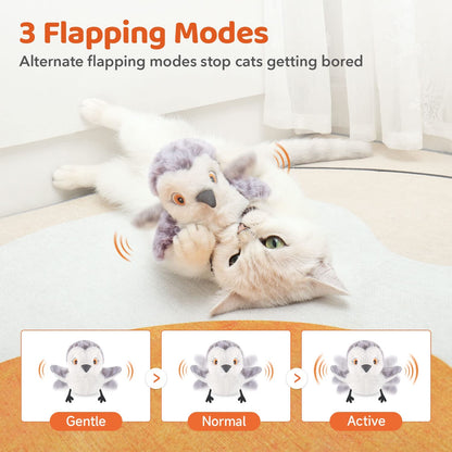 Cat Toys Flapping Bird (No Flying), Lifelike Sandpiper Chirp Tweet, Rechargeable Touch Activated Kitten Toy Interactive Cat Exercise Toys for All Breeds Cat Kicker Catnip Toys 4.0"