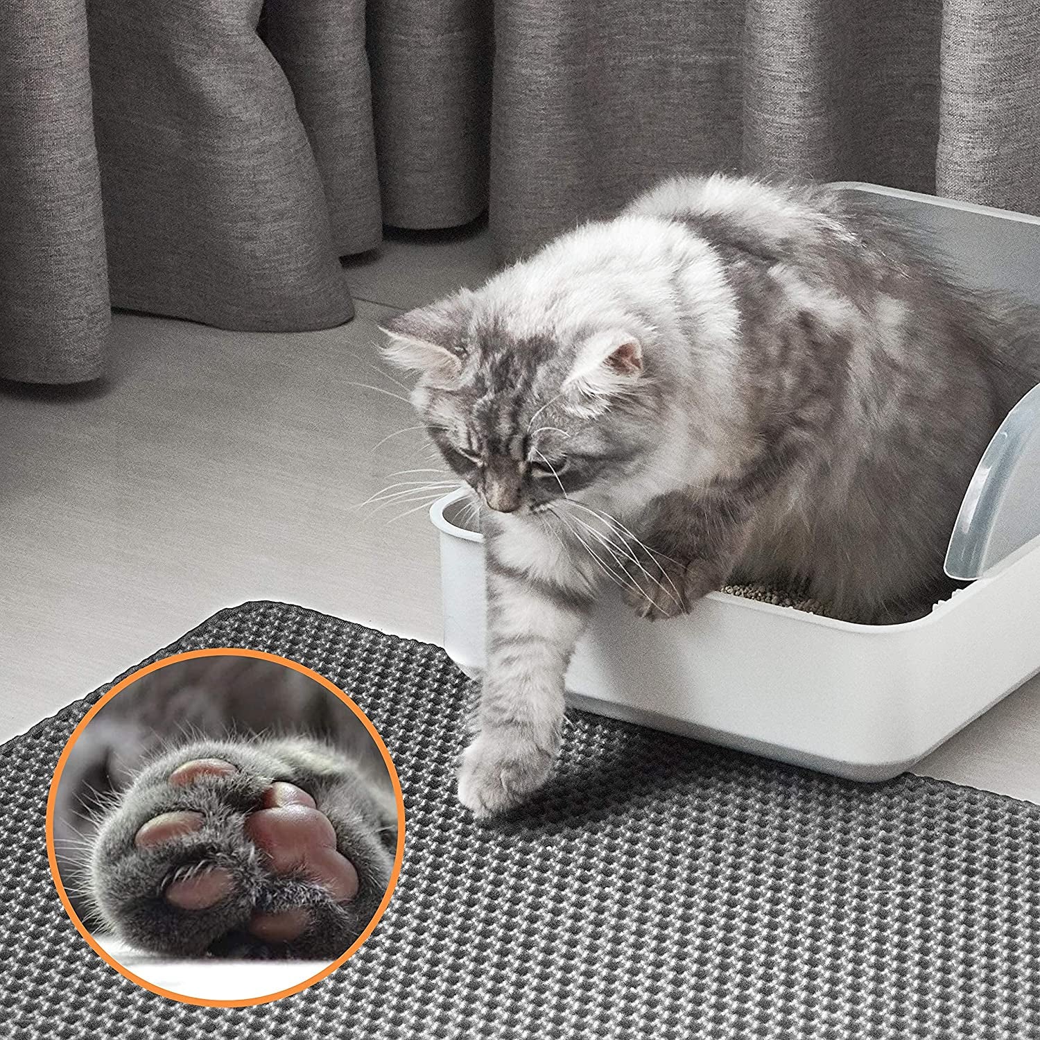 Conlun Cat Litter Mat Cat Litter Trapping Mat, Honeycomb Double Layer Design, Urine and Water Proof Material, Scatter Control, Less Waste，Easier to Clean,Washable