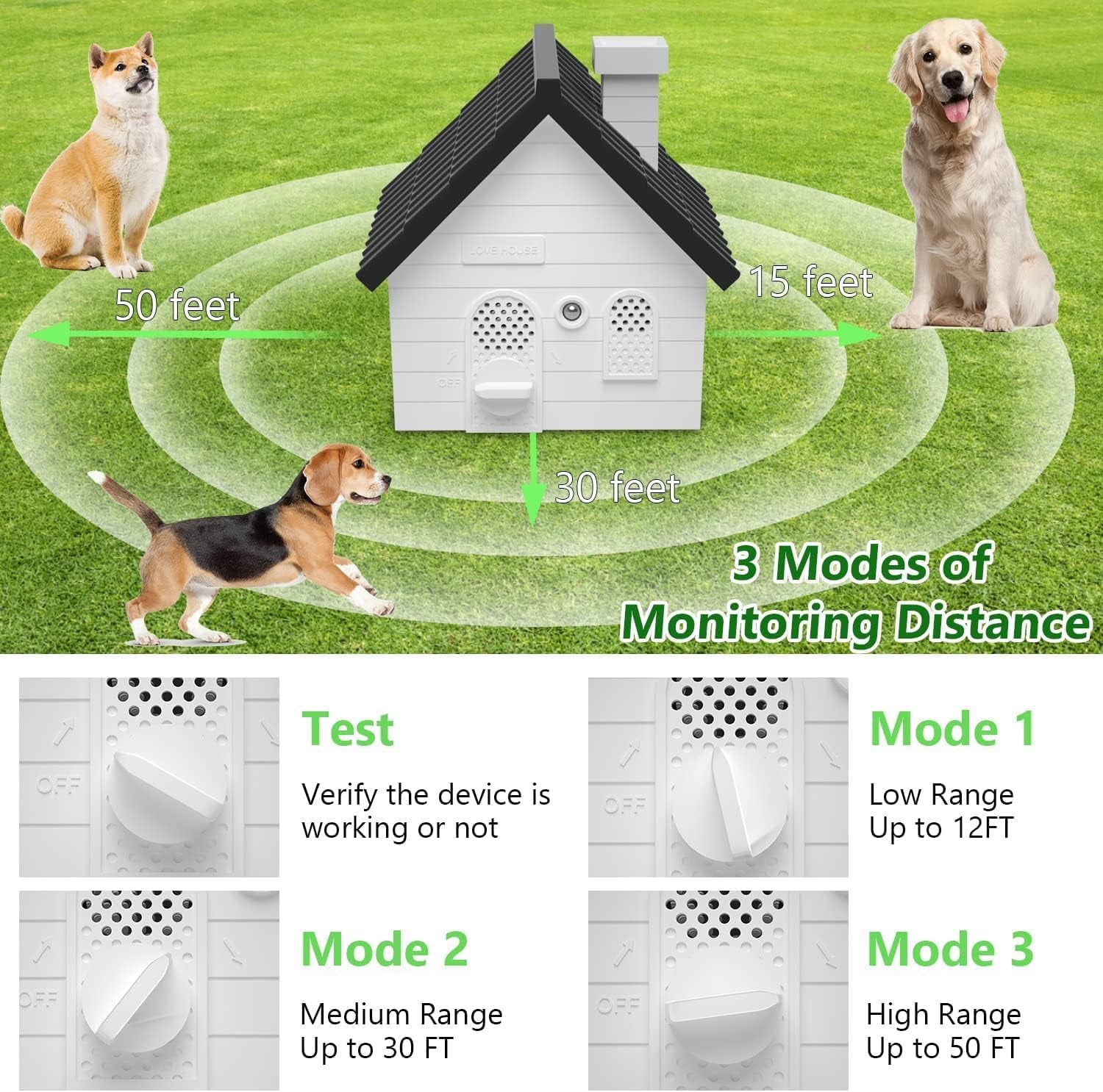 Anti Barking Device, Ultrasonic Dog Barking Silencer, Dog Bark Deterrent Devices with 4 Modes, 50FT anti Barking Device for Dogs Outdoor/Indoor, Dog Barking Control Devices, Bark Box