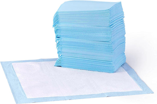 Dog and Puppy Pee Pads with 5-Layer Leak-Proof Design and Quick-Dry Surface for Potty Training, Standard Absorbency, Regular Size, 22 X 22 Inch - Pack of 50, Blue & White