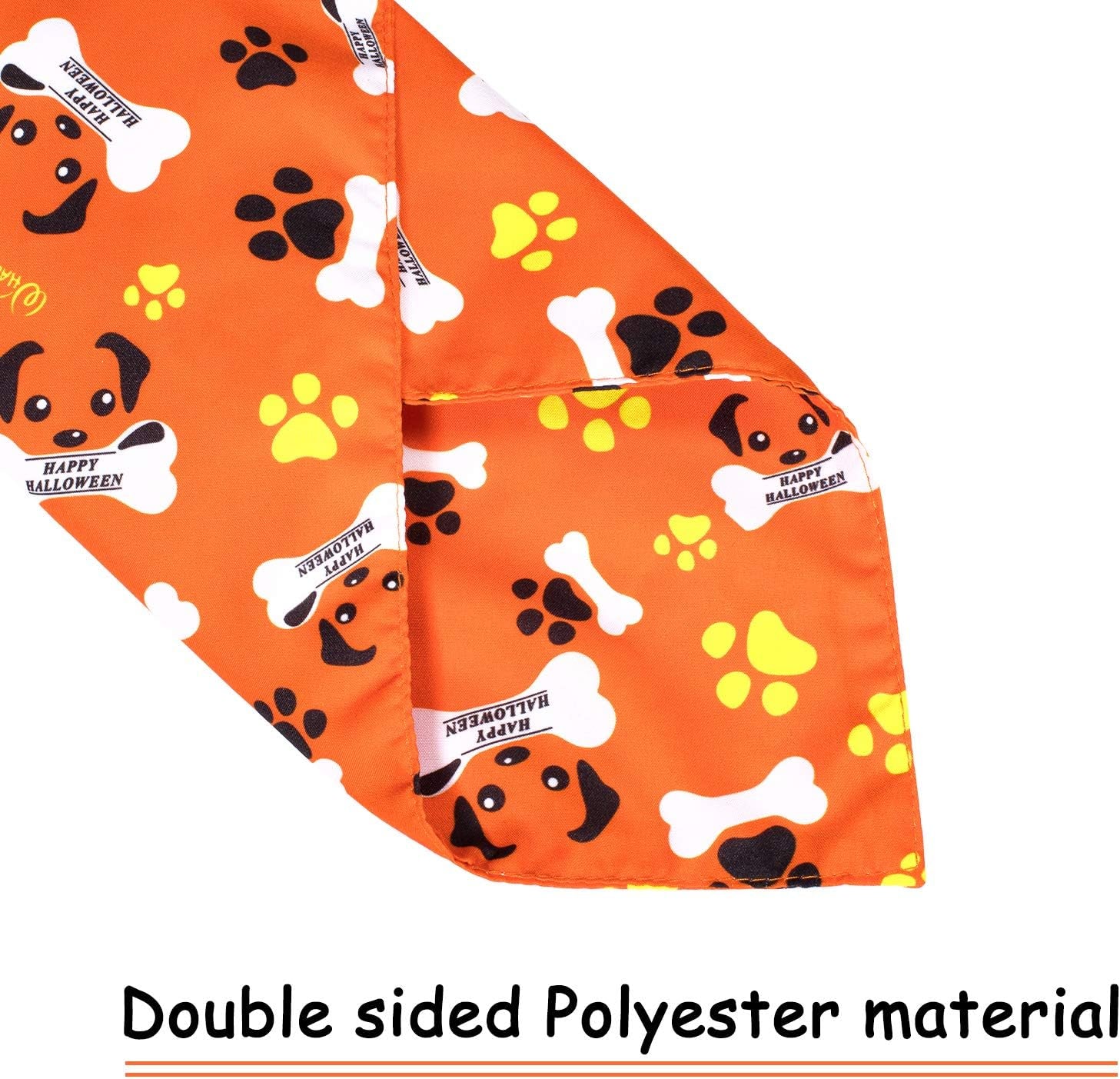 5 Pack Halloween Dog Bandanas, Triangle Pet Scarfs Washable Pet Neckerchief Dog Bibs, Pumpkin, Ghost, Candy Corn and Bones Pet Bandanas Medium