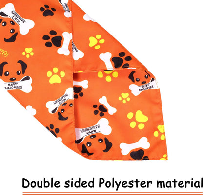 5 Pack Halloween Dog Bandanas, Triangle Pet Scarfs Washable Pet Neckerchief Dog Bibs, Pumpkin, Ghost, Candy Corn and Bones Pet Bandanas Medium