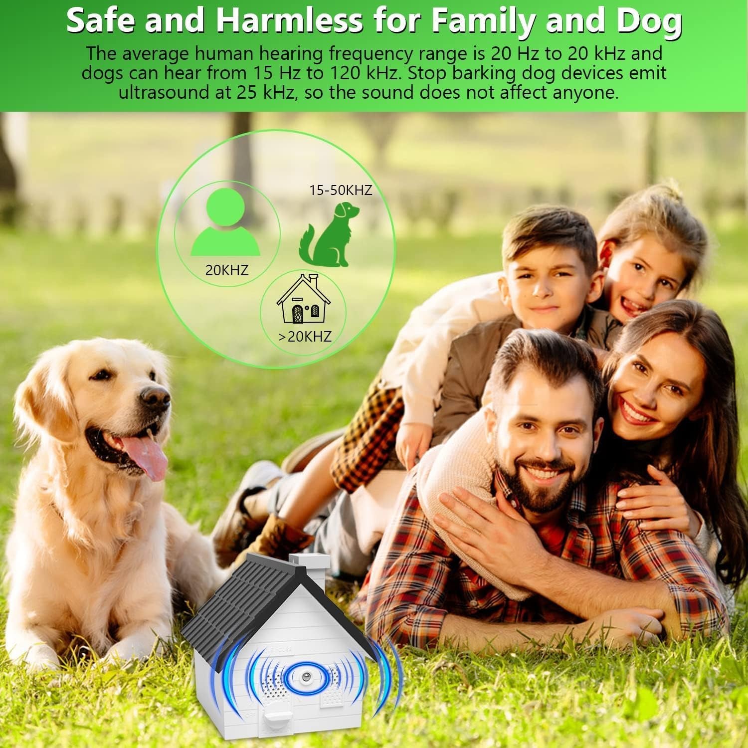 Anti Barking Device, Ultrasonic Dog Barking Silencer, Dog Bark Deterrent Devices with 4 Modes, 50FT anti Barking Device for Dogs Outdoor/Indoor, Dog Barking Control Devices, Bark Box